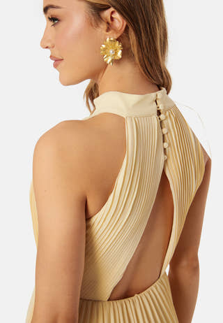 Pleated Halter Neck Gown