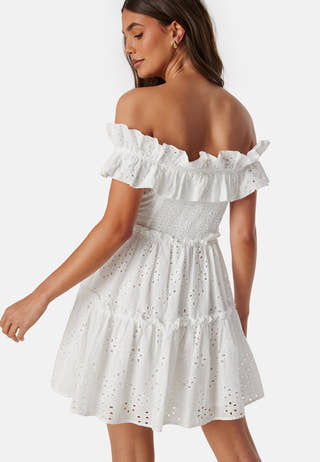 Broderie Anglaise Flounce Off Shoulder dress