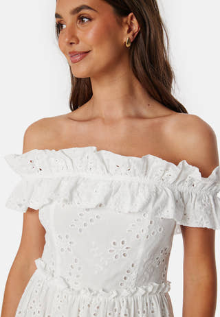 Broderie Anglaise Flounce Off Shoulder dress