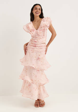 Flounce Sheer Ankle Skirt