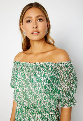 Freeda Printed off Shoulder Dress