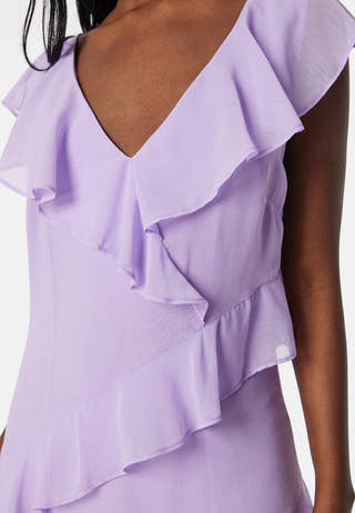 Frill Chiffon Midi Dress