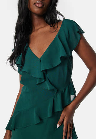 Frill Chiffon Midi Dress