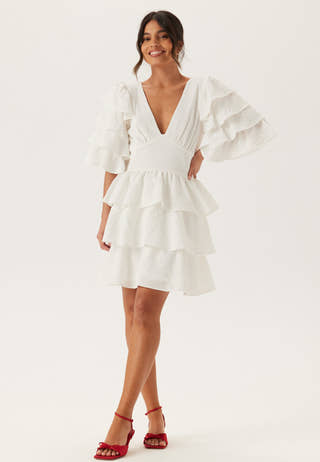 Frilled Sleeve Short Dress
