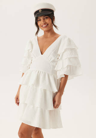 Frilled Sleeve Short Dress