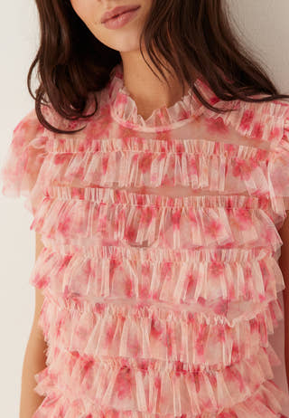 High Neck Tulle Frill Dress