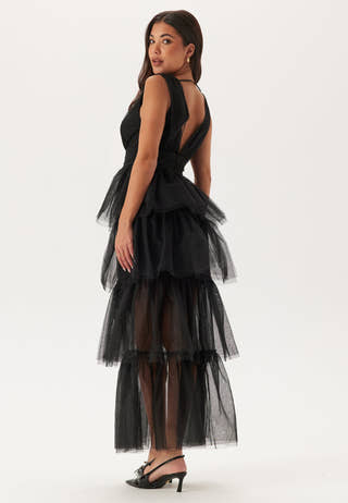 High Slit Tulle Maxi Dress