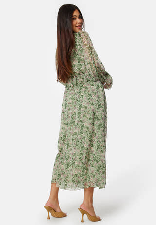 Frill L/S Chiffon Midi Dress