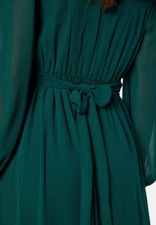 Long sleeve V-Neck Chiffon Gown