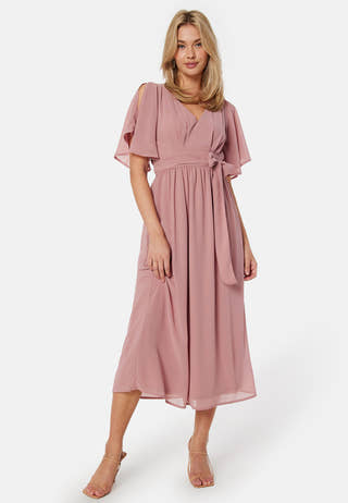 Butterfly Sleeve Midi Dress