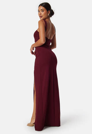 Square neck slit maxi dress
