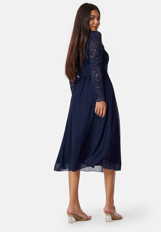 Lace Long Sleeve Midi Dress