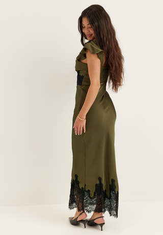 Lace Satin Maxi Dress