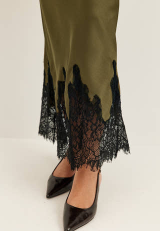 Lace Satin Maxi Dress