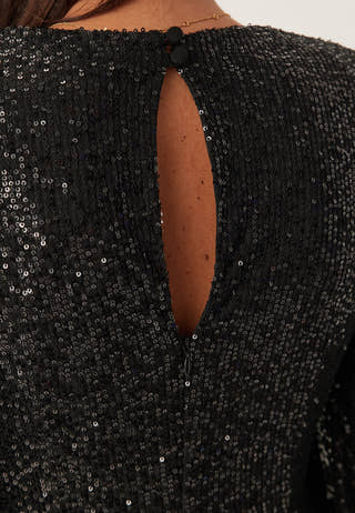 Long Sleeve Sequin Ankle Dress