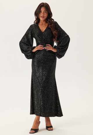 Long Sleeve Sequin Ankle Dress