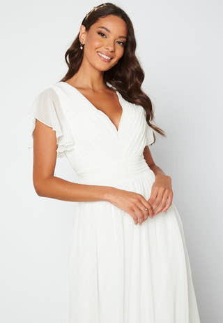 Butterfly Sleeve Pleated Wedding Gown