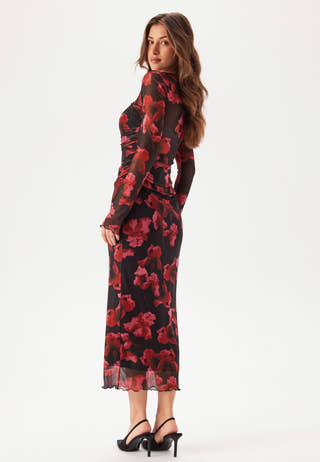 Mesh Ruched Ankle Dress