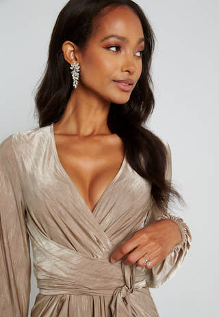 Wrap Tie Midi Dress