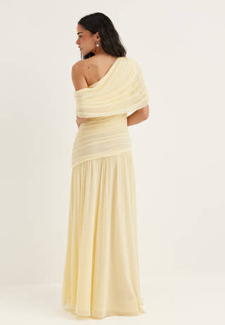 Off Shoulder Mesh Maxi Dress