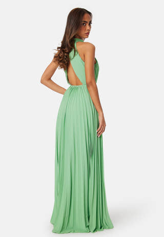 Pleated Halter Neck Gown