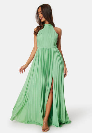 Pleated Halter Neck Gown