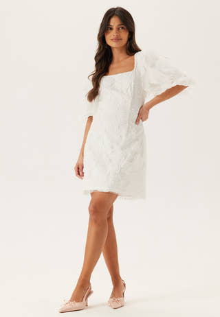 Puff Sleeve Embroidered Dress