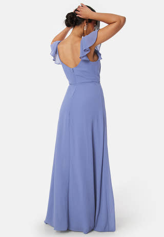 Butterfly Sleeve Draped Chiffon Gown
