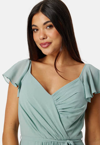 Butterfly Sleeve Draped Chiffon Gown