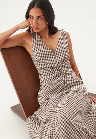Ruched Front Ankle Dress
