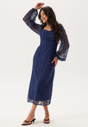 Ruched L/S Midi Dress