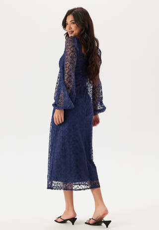 Ruched L/S Midi Dress