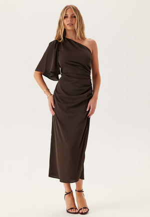 Ruched One Shoulder Midi Dress