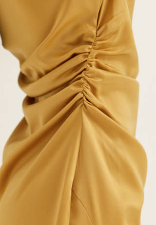 Ruched Satin Maxi Dress