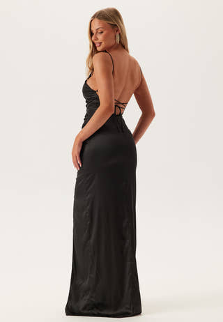 Ruched Satin Strap Gown