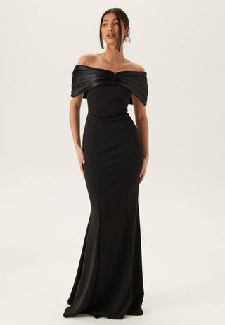 Satin Bow Off Shoulder Gown