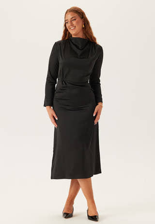 Satin Cowl Neck Midi Dress