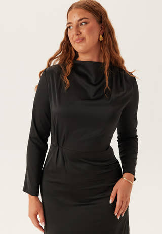 Satin Cowl Neck Midi Dress