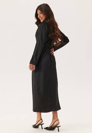 Satin Cowl Neck Midi Dress