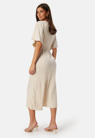 Wrap Satin Midi Dress