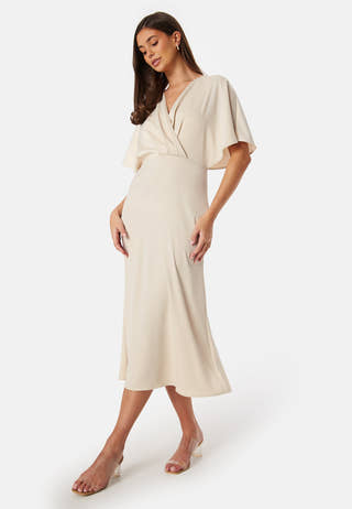 Wrap Satin Midi Dress