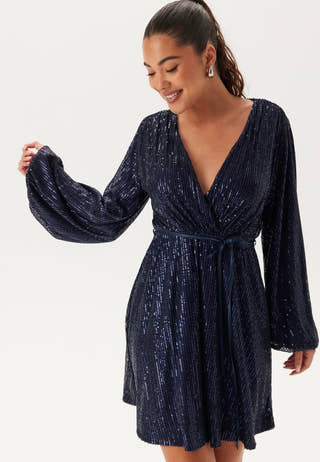 Sequin Balloon Sleeve Dress