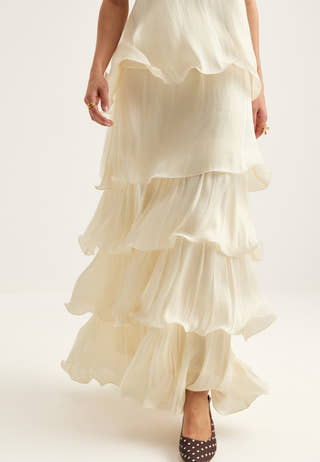 Shimmer Flounce Maxi Skirt