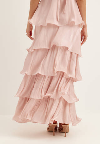 Shimmer Flounce Maxi Skirt