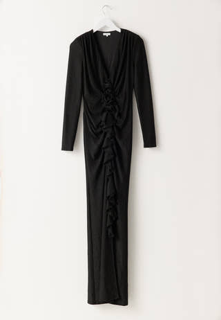 Sparkling Low V-neck Slit Gown