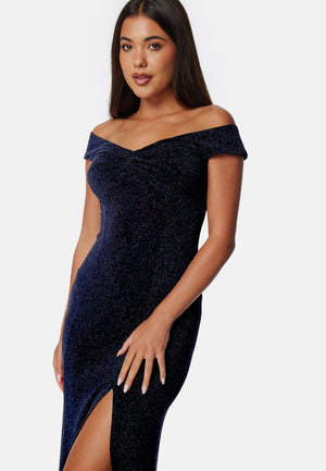 Sparkling Twist Off Shoulder Gown