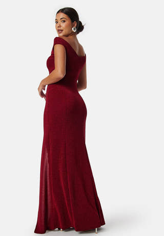 Sparkling Twist Off Shoulder Gown