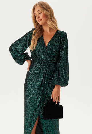 Sequin Wrap Gown