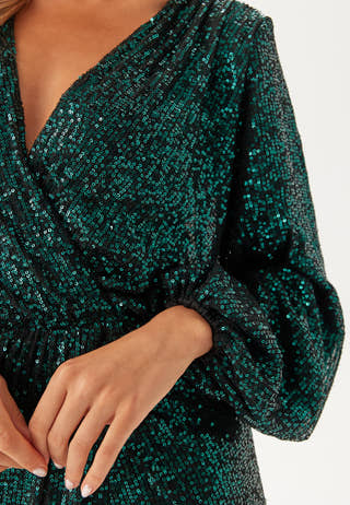 Sequin Wrap Gown
