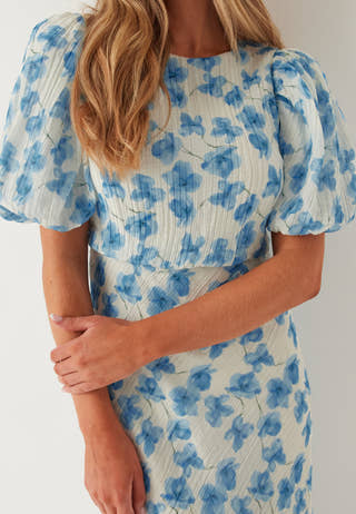 Structured Puff Sleeve Ankle Dress